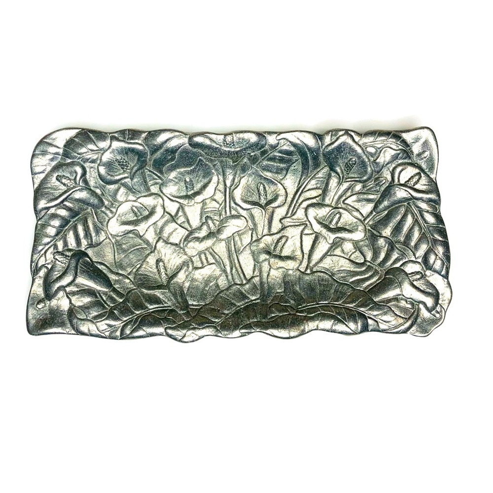 Beautiful New Peltrina Floral Pewter Tray
